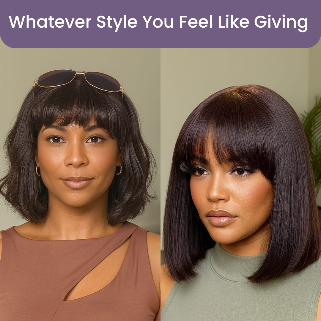 Bobbn' Bangs - Put On & Go Glueless Straight Bob with Bangs