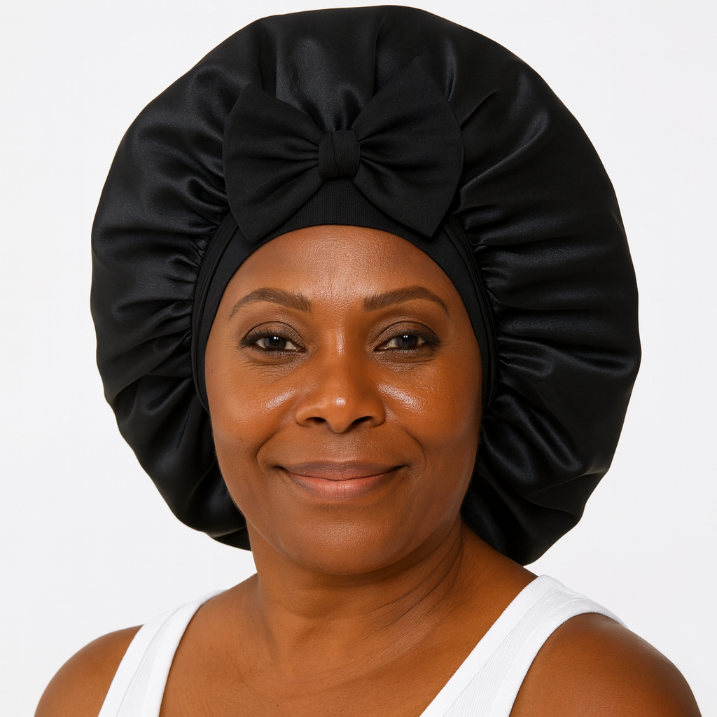 Black Satin Bonnet