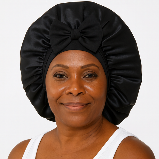 Black Satin Bonnet